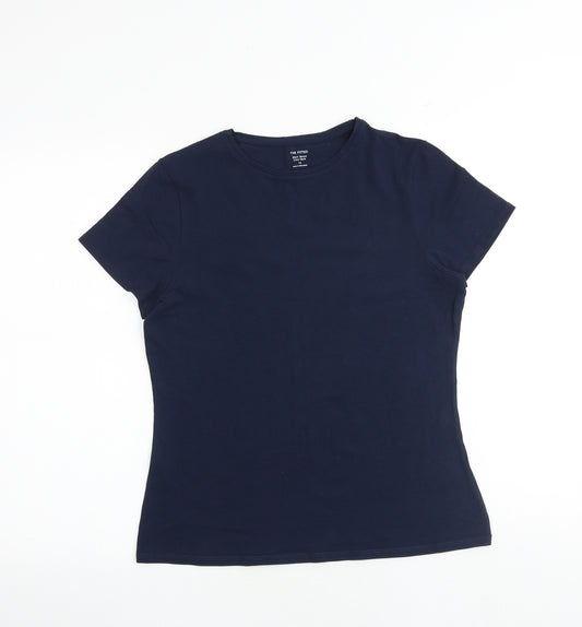 Marks and Spencer Womens Blue Cotton Basic T-Shirt Size 14 Crew Neck