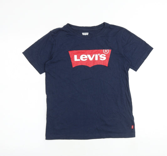 Levi's Boys Blue Cotton Basic T-Shirt Size 14 Years Round Neck Pullover