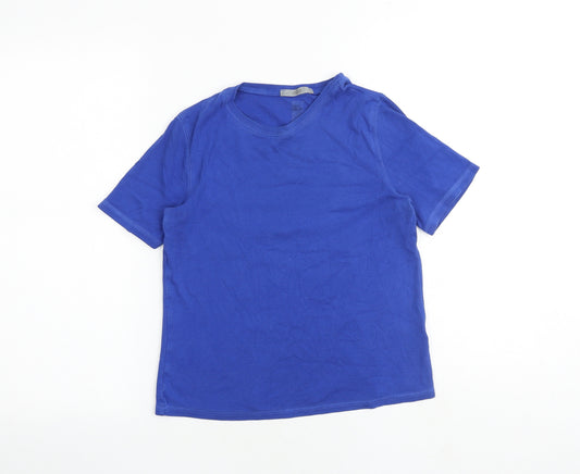 Marks and Spencer Womens Blue 100% Cotton Basic T-Shirt Size 8 Round Neck