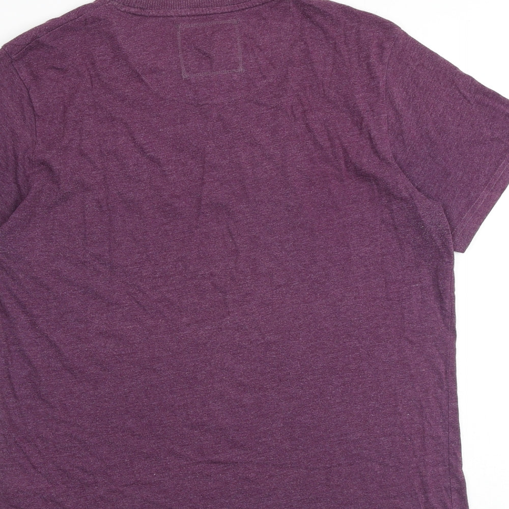 Duffer of St. George Mens Purple Cotton T-Shirt Size M Round Neck