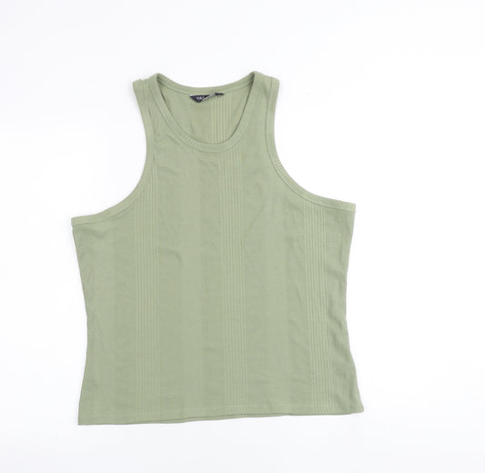 Marks and Spencer Womens Green Cotton Basic Tank Size 18 Round Neck - Ribbed