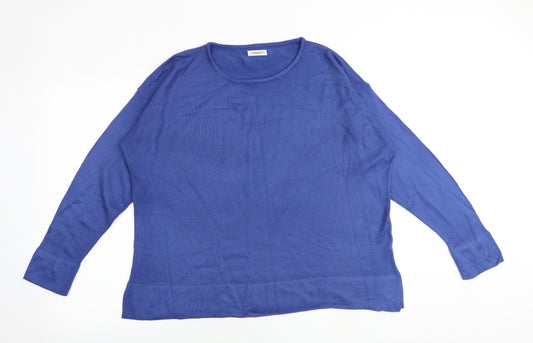 Damart Womens Blue Round Neck Acrylic Pullover Jumper Size 10