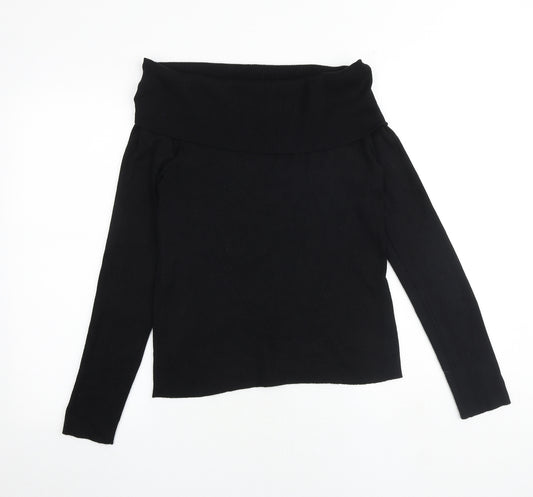 Oasis Womens Black Roll Neck Viscose Pullover Jumper Size L