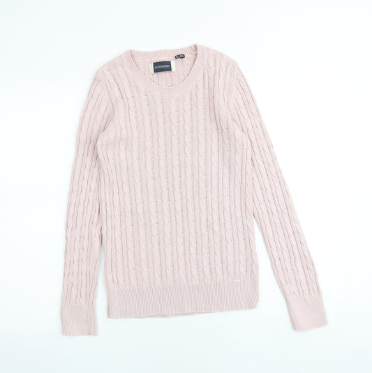 Superdry Womens Pink Round Neck 100% Cotton Pullover Jumper Size 10