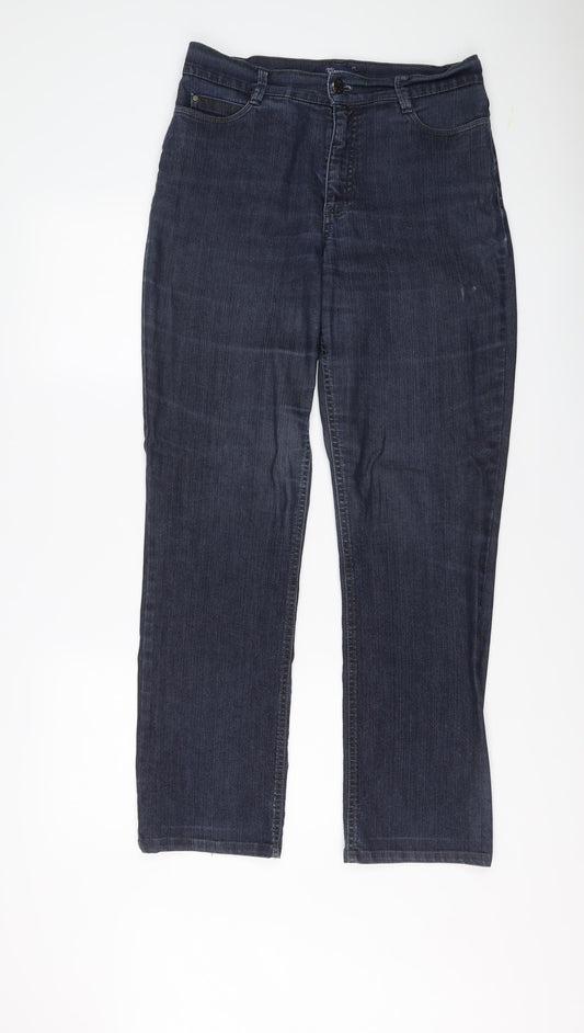 GARDEUR Womens Blue Cotton Straight Jeans Size 10 L30 in Regular Button