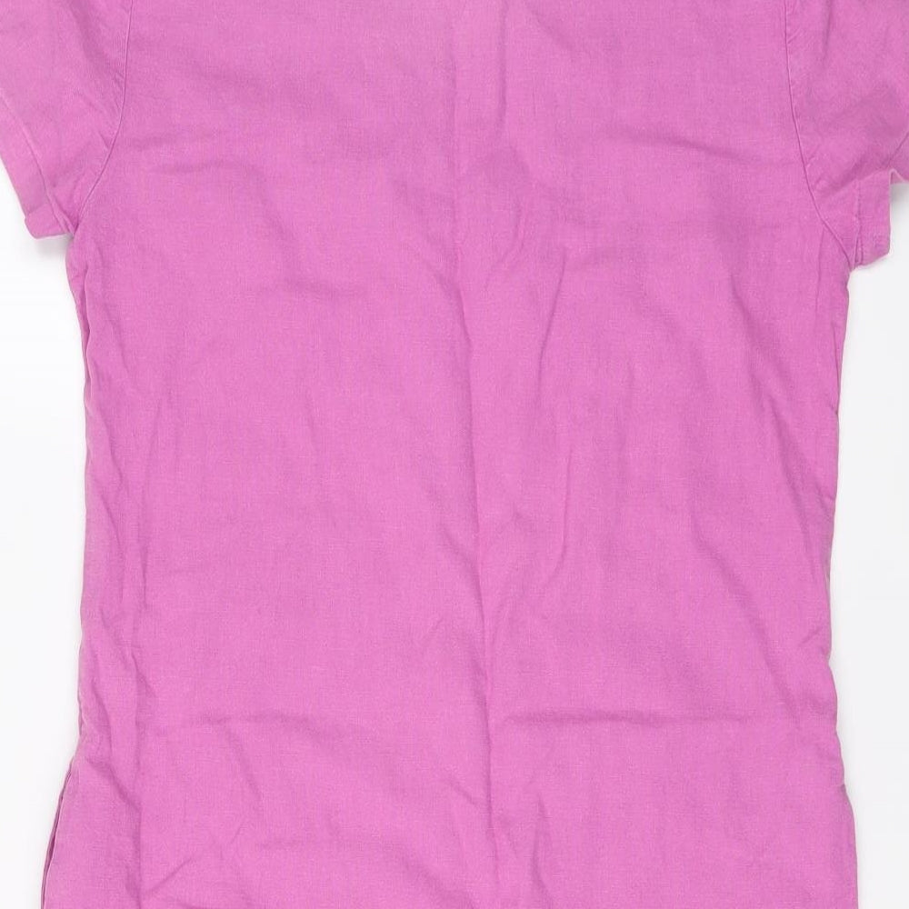 Lily & Me Womens Pink Linen A-Line Size 10 V-Neck