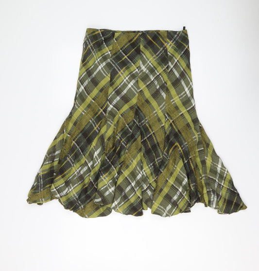 Principles Womens Green Plaid Viscose Swing Skirt Size 14