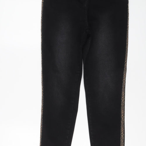 Papaya Womens Black Cotton Skinny Jeans Size 12 L27 in Regular Button