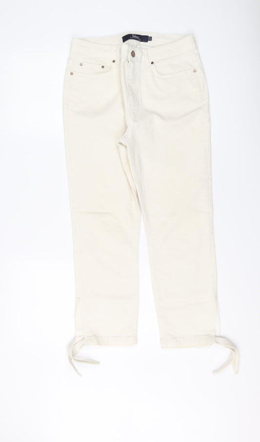 Boden Womens Beige Cotton Cropped Jeans Size 10 L24 in Regular Button