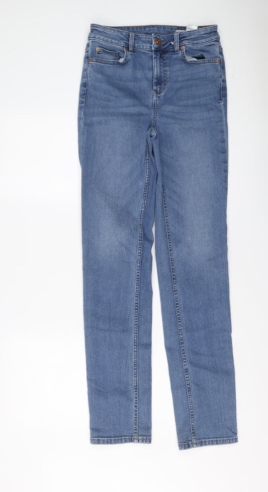 Marks and Spencer Womens Blue Cotton Skinny Jeans Size 10 L32 in Regular Button