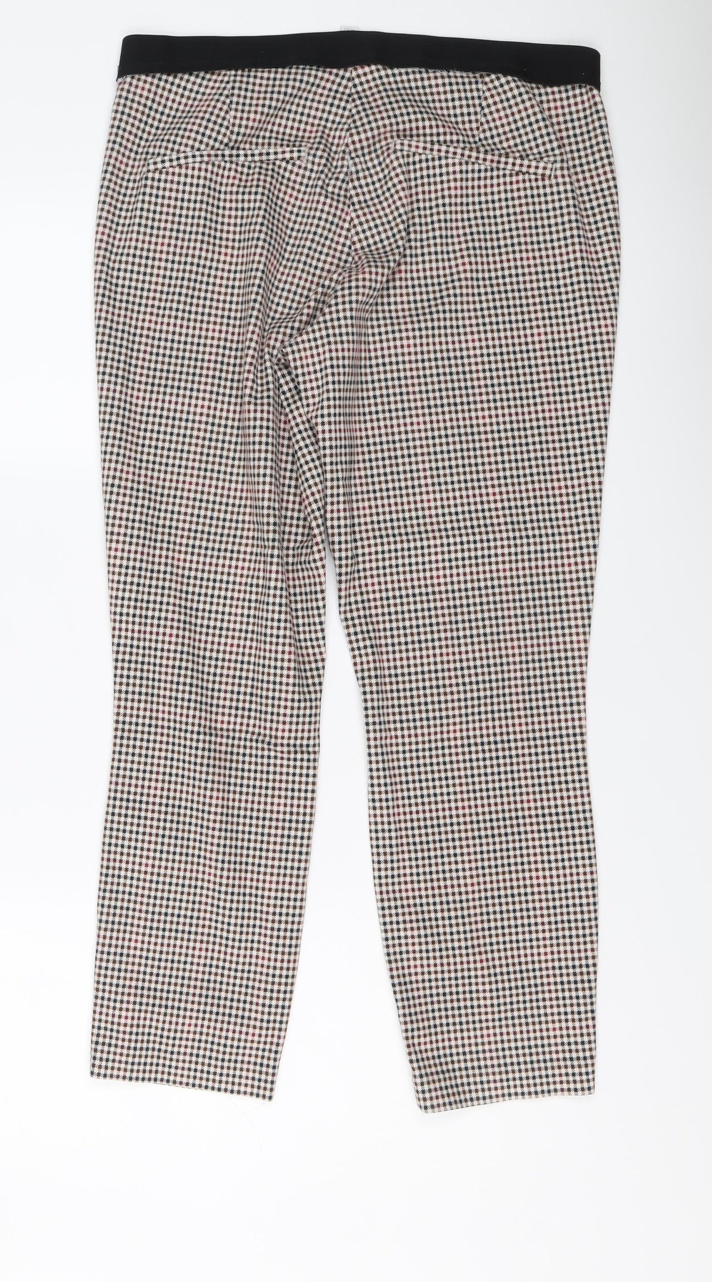 H&M Womens Multicoloured Plaid Cotton Carrot Trousers Size 16 L26 in Regular