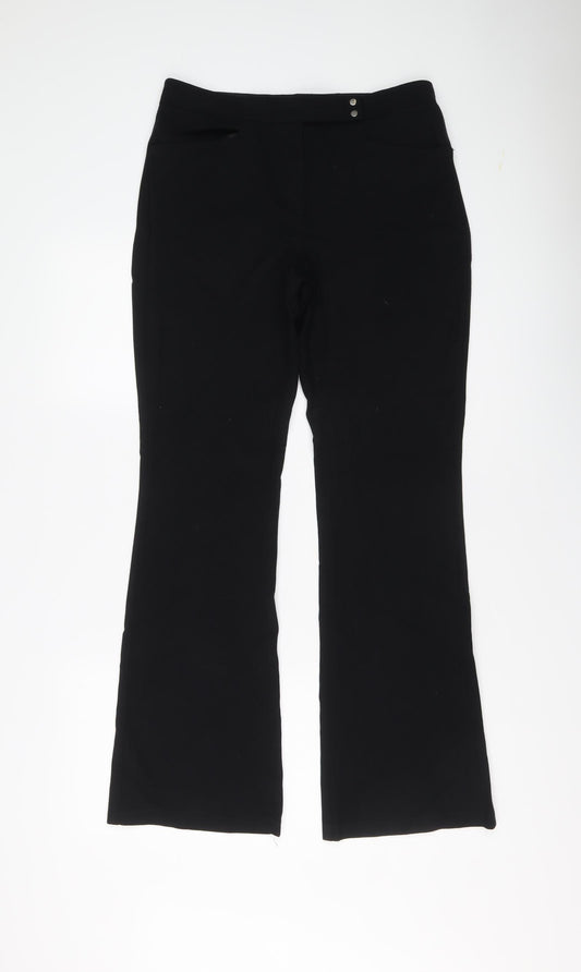 Marks and Spencer Womens Black Viscose Trousers Size 10 L31 in Regular Snap