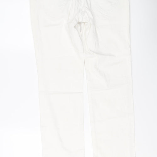 Indigo Womens White Cotton Straight Jeans Size 12 L27 in Regular Button
