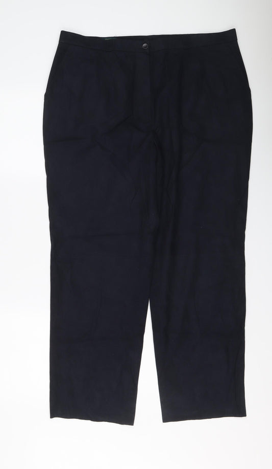 Basler Womens Blue Polyamide Trousers Size 20 L28 in Regular Button