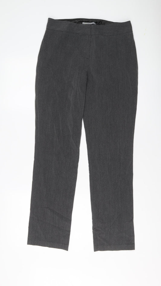 Marks and Spencer Womens Grey Polyester Trousers Size 10 L30 in Regular Button