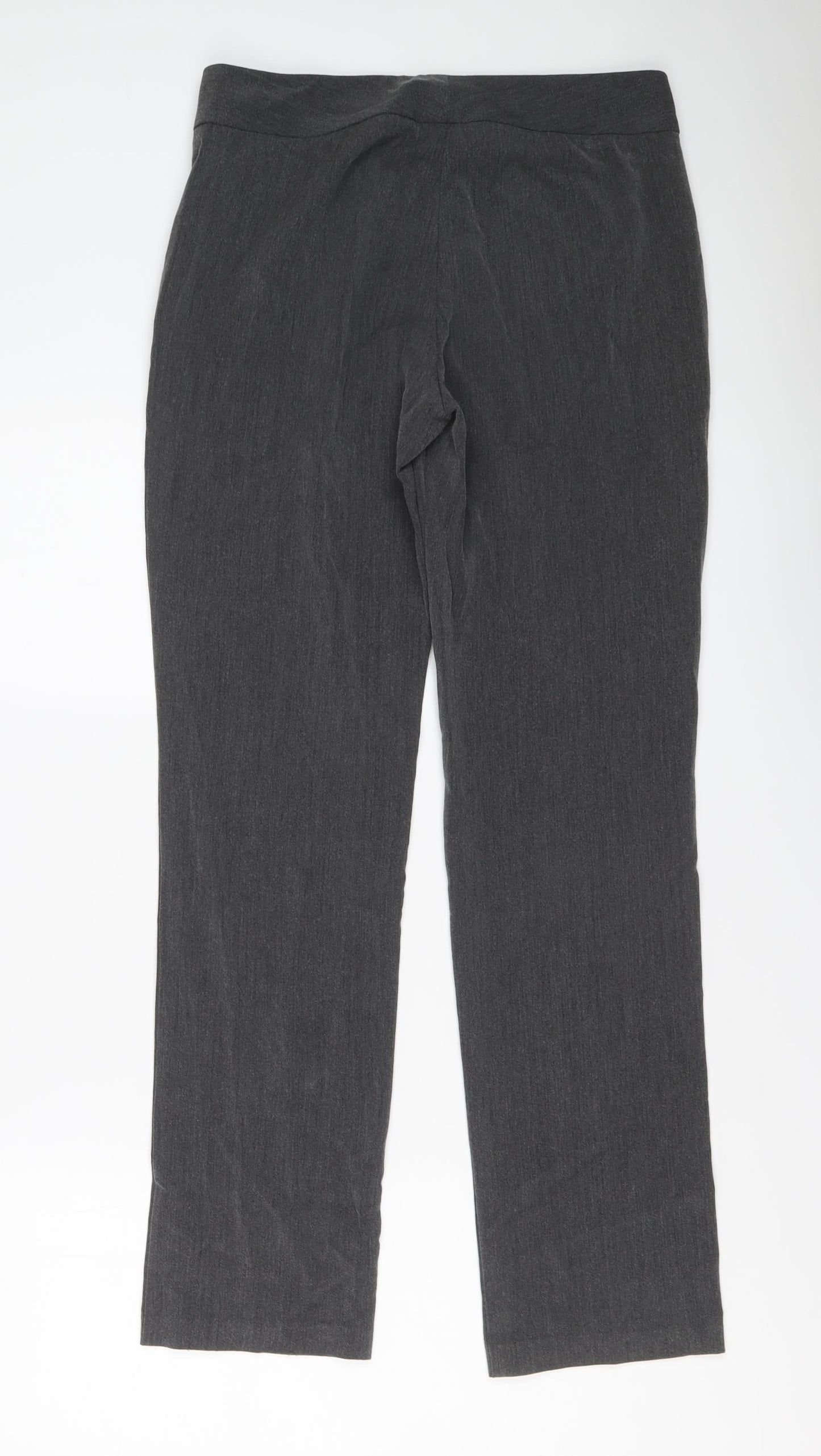 Marks and Spencer Womens Grey Polyester Trousers Size 10 L30 in Regular Button