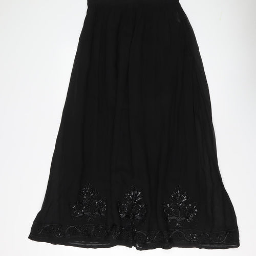 NEXT Womens Black Polyester Maxi Skirt Size 14 Zip