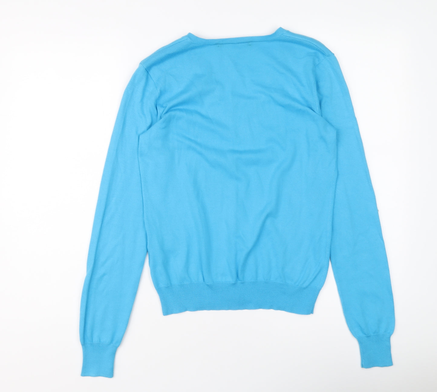 Polo Ralph Lauren Womens Blue V-Neck Cotton Pullover Jumper Size M
