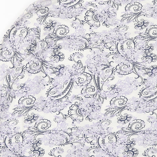 M&Co Womens Purple Geometric Cotton Basic Blouse Size 16 V-Neck