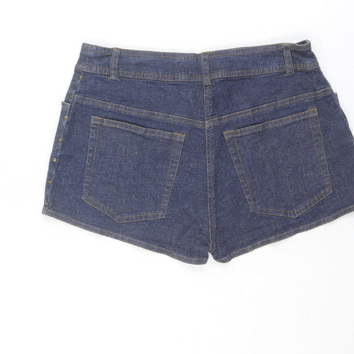 Donna Air Womens Blue Cotton Hot Pants Shorts Size 10 Regular Zip