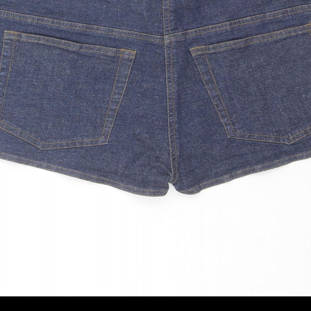 Donna Air Womens Blue Cotton Hot Pants Shorts Size 10 Regular Zip