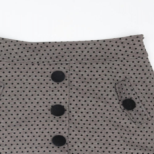 Darling Womens Brown Polka Dot Polyester A-Line Skirt Size S Zip