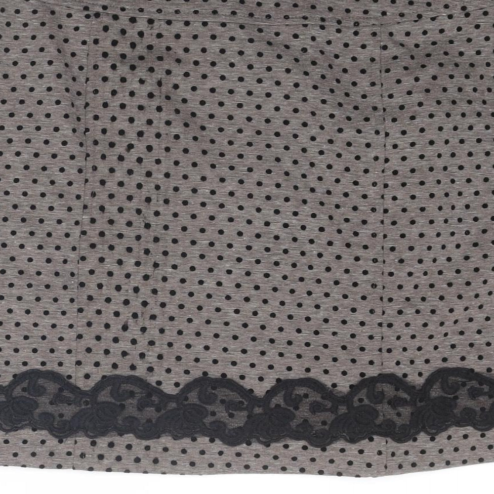 Darling Womens Brown Polka Dot Polyester A-Line Skirt Size S Zip