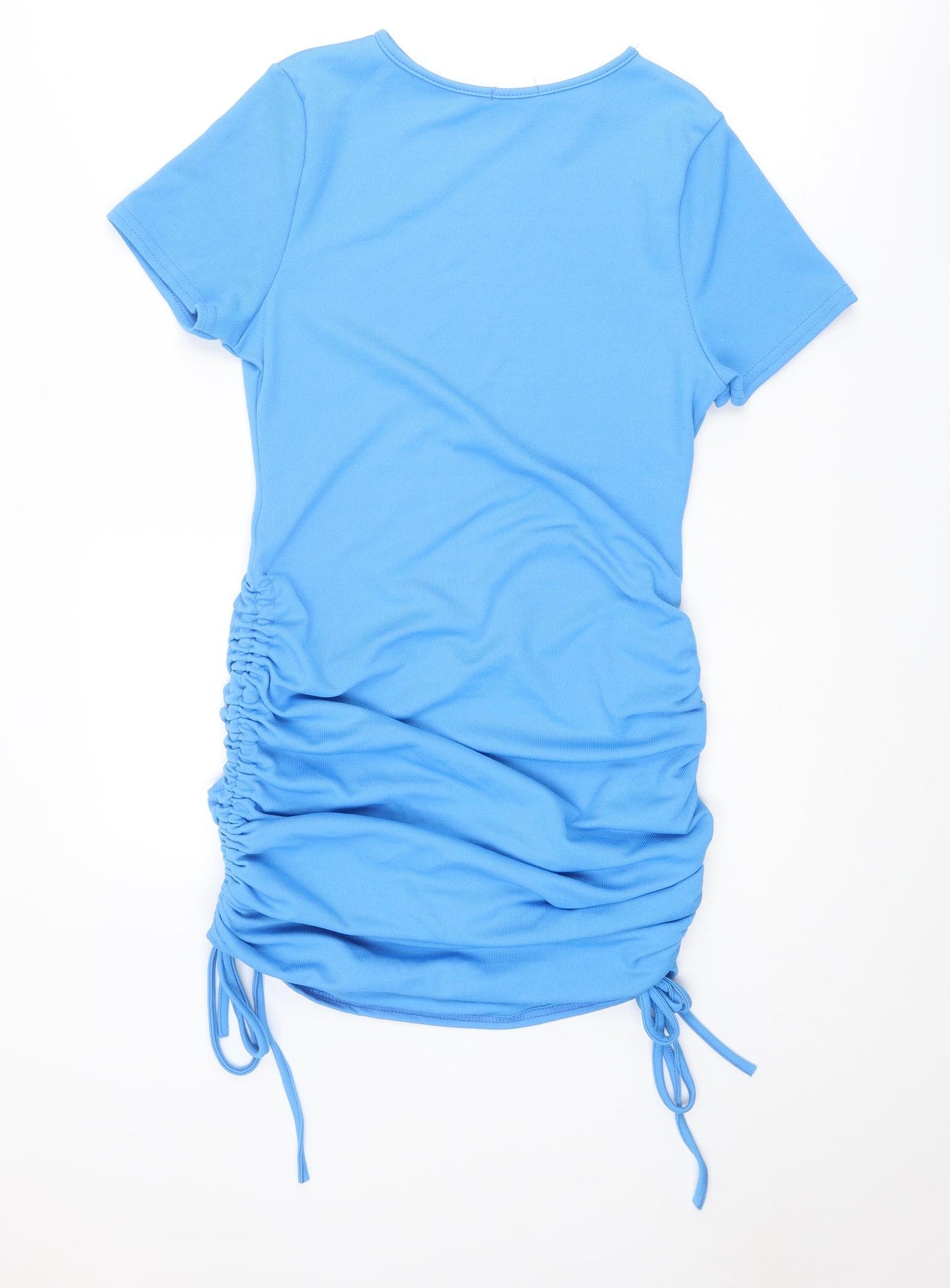 I SAW IT FIRST Womens Blue Polyester T-Shirt Dress Size 12 Round Neck Pullover