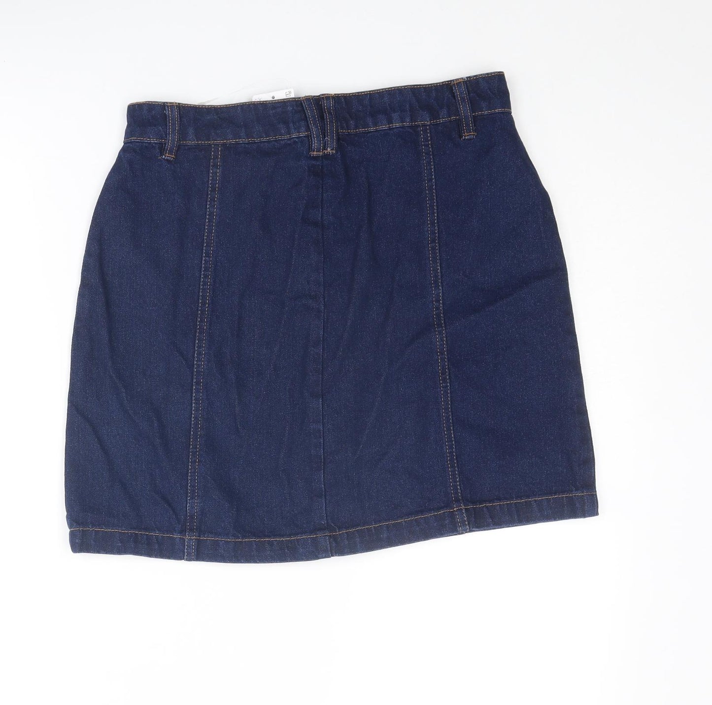 Papaya Womens Blue Cotton A-Line Skirt Size 8 Button