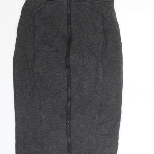 Warehouse Womens Grey Viscose Straight & Pencil Skirt Size 10 Zip