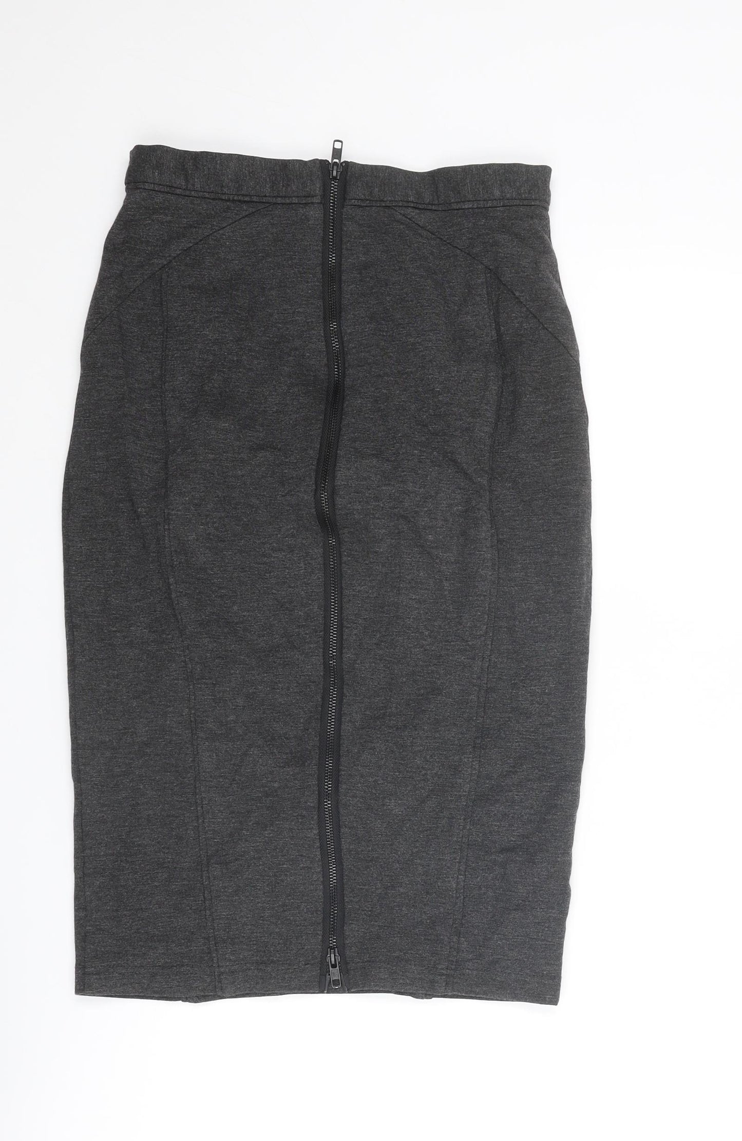 Warehouse Womens Grey Viscose Straight & Pencil Skirt Size 10 Zip