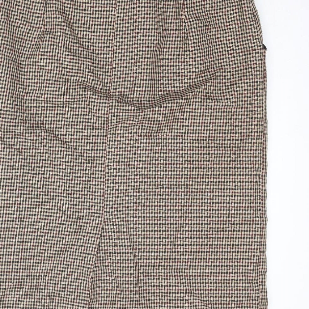 Essentials Womens Multicoloured Plaid Polyester A-Line Skirt Size 16 Zip