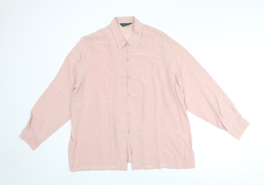Debenhams Womens Pink Silk Basic Button-Up Size 20 Collared