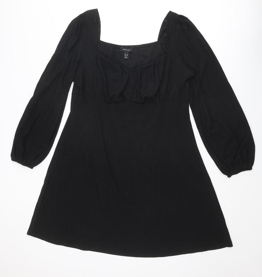 New Look Womens Black Polyester A-Line Size 18 Square Neck Pullover