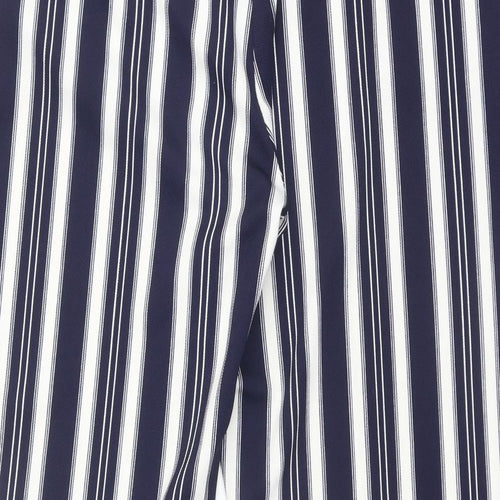 Dorothy Perkins Womens Blue Striped Polyester Carrot Trousers Size 16 Regular Zip