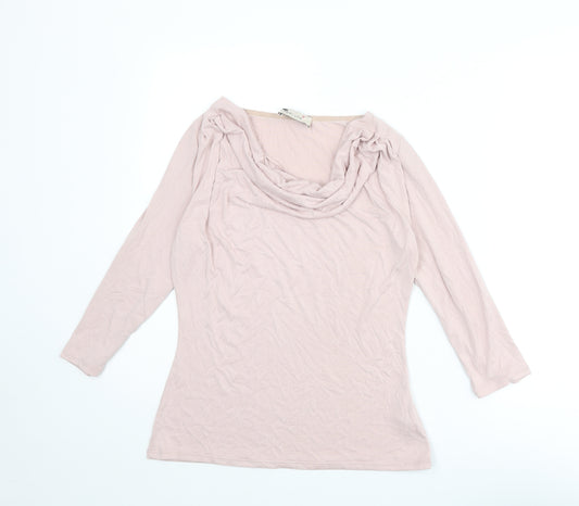Per Una Womens Pink Modal Basic T-Shirt Size 8 Cowl Neck