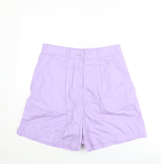 Monki Womens Purple Cotton Basic Shorts Size 30 in Regular Zip