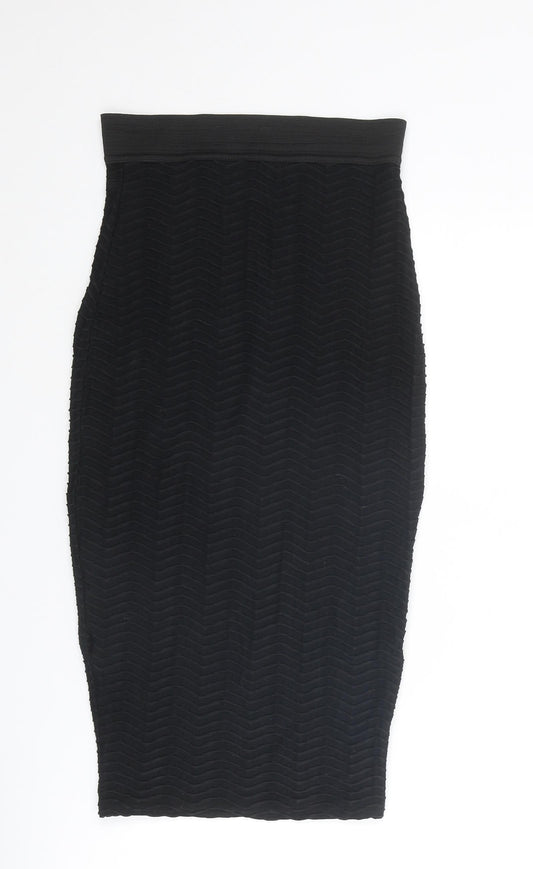 Jane Norman Womens Black Geometric Polyester Bandage Skirt Size 6
