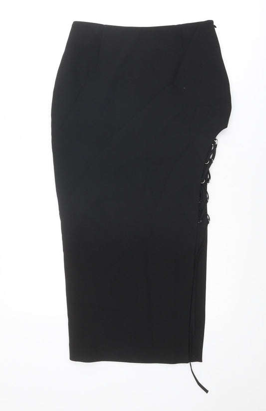 Zara Womens Black Polyester Bandage Skirt Size S Zip