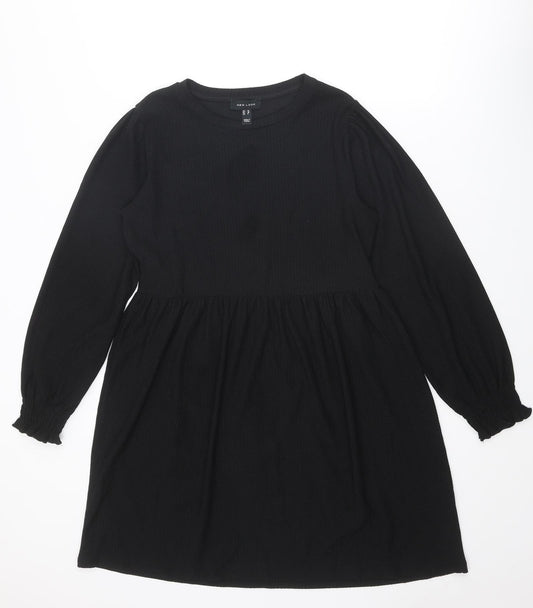 New Look Womens Black Polyester A-Line Size 10 Round Neck Pullover