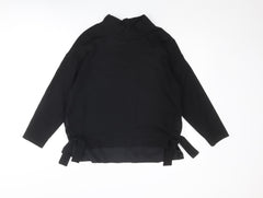 Marigold Shawdows Womens Black Cotton Basic Blouse Size L High Neck - Tie Side