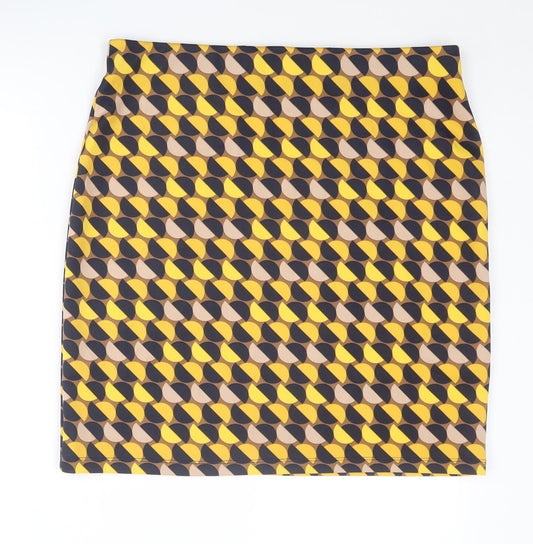 Marks and Spencer Womens Multicoloured Geometric Polyester A-Line Skirt Size 16