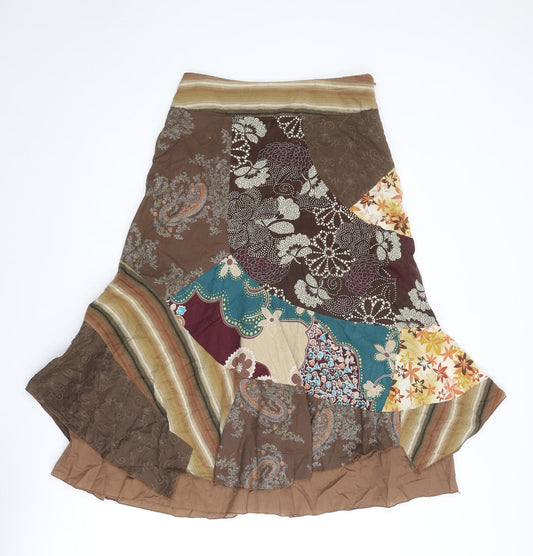 NEXT Womens Multicoloured Geometric Cotton Swing Skirt Size 12 Zip