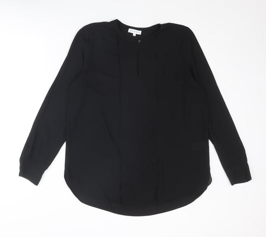 Warehouse Womens Black Polyester Basic Blouse Size 12 Round Neck