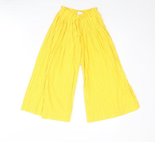 Zara Girls Yellow Polyester Harem Trousers Size 7 Years Regular Pullover