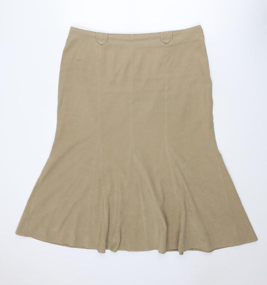 Platform Womens Beige Polyester Swing Skirt Size 18 Zip