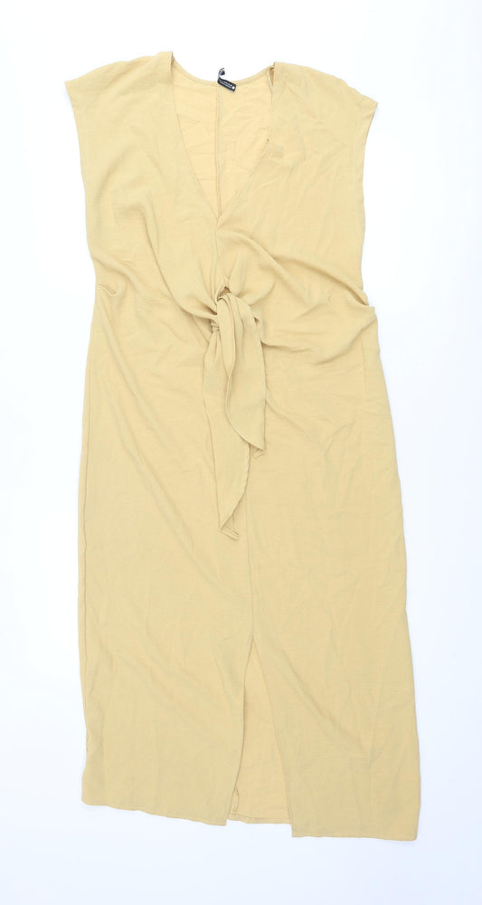 Zara Womens Yellow Polyester Shift Size M V-Neck Pullover