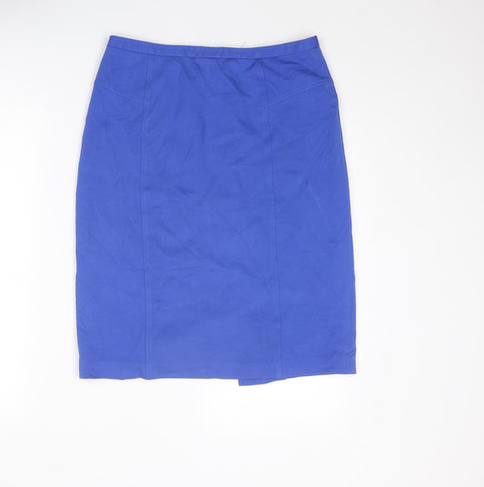 PURE Collection Womens Blue Viscose Straight & Pencil Skirt Size 12 Zip