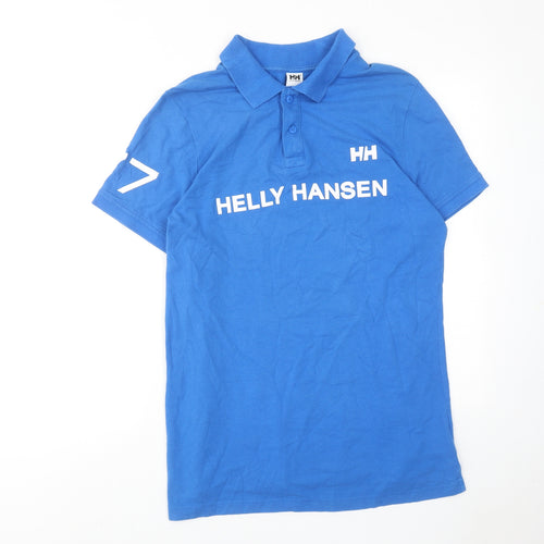 Helly Hansen Mens Blue Cotton Polo Size L Collared Button