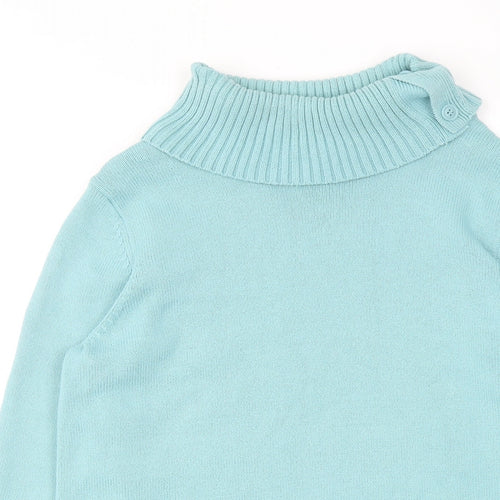 BHS Womens Blue Roll Neck Cotton Pullover Jumper Size 14
